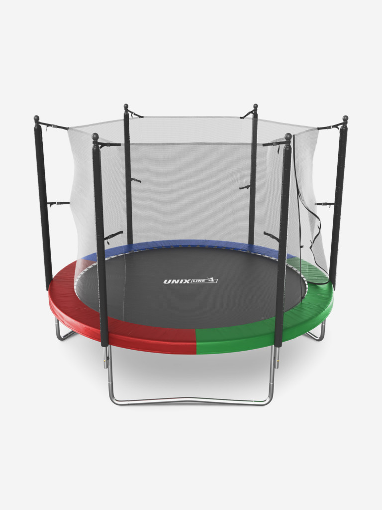 Батут каркасный UNIX Line Simple 10 ft Color с внутренней защитной сеткой, общий диаметр 305 см, до 140 кг