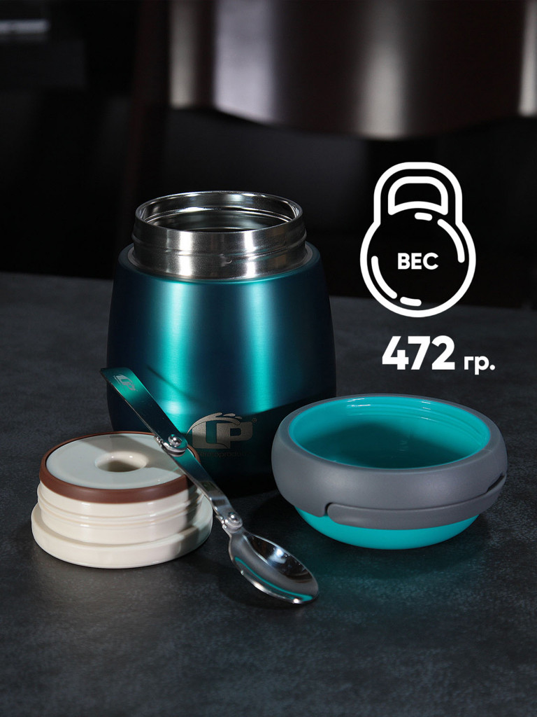 Термос для еды LP Thermoproducts Royal 0.65 л, с ложкой, зеленый