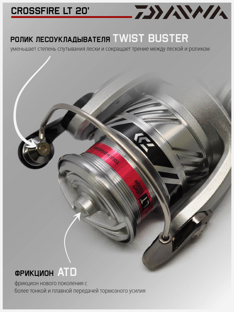 Катушка для спиннинга безынерционная Daiwa 20 Crossfire LT 2000