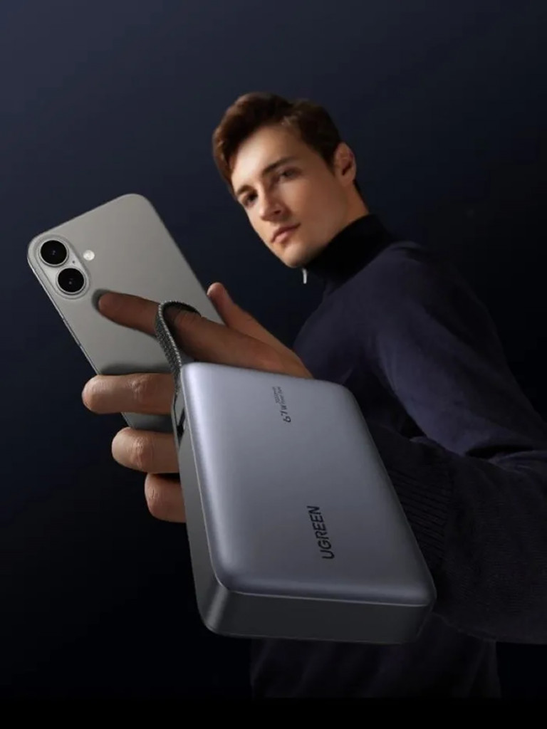 Внешний аккумулятор UGREEN PB550 (85166B) 67W Power Bank 20000mAh USB-C&USB-A со встроенным кабелем (ССС)