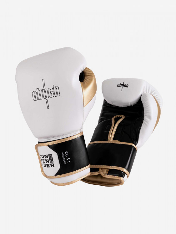 Перчатки боксерские Clinch Contender бело-черно-золотые