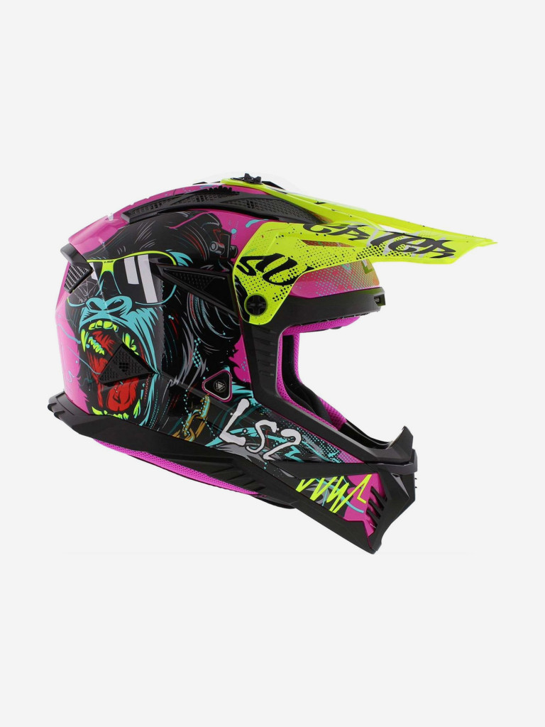 Мотошлем LS2 MX708 FAST II GORILLA (фиолетово-желтый глянцевый, Gloss Purple H-V Yellow)