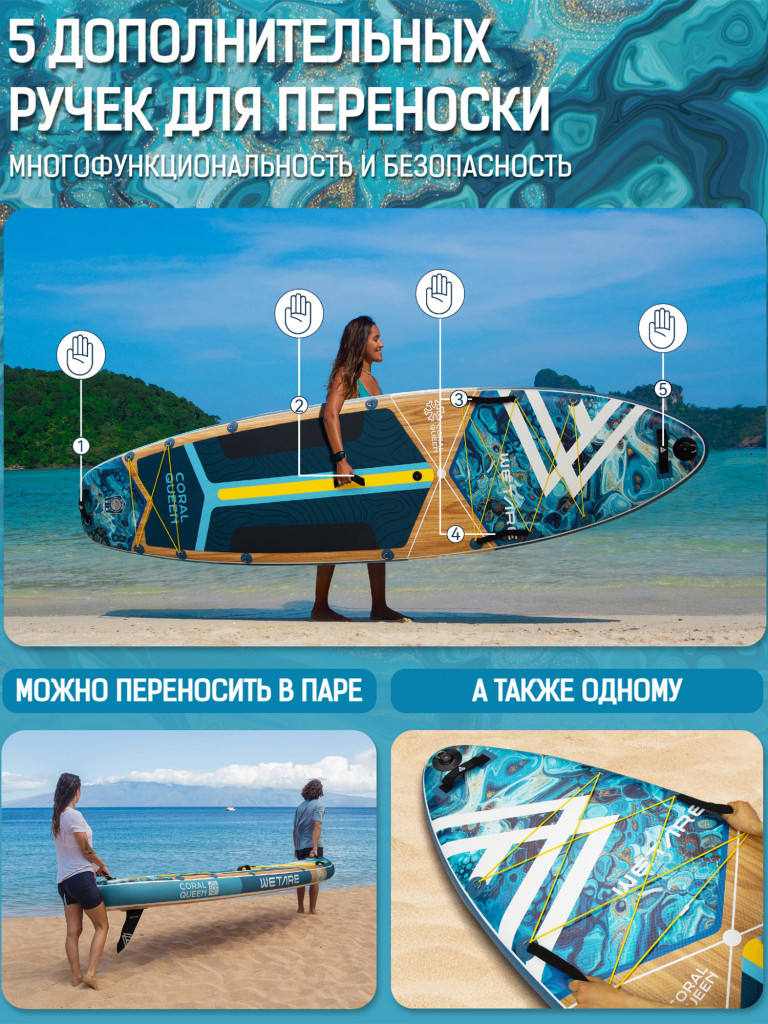 Надувная SUP-доска WETARE Coral Queen BLUE, 11'6" 350*88*15 см сапборд