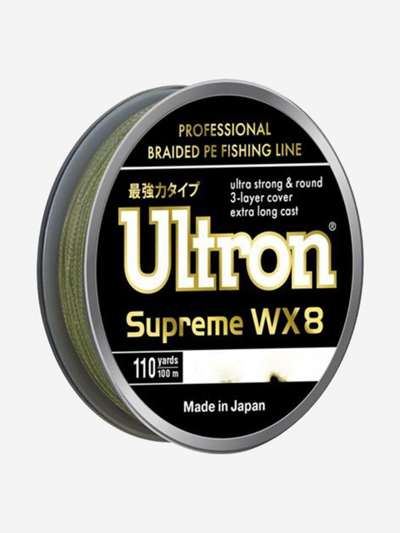 Плетеный шнур для рыбалки ULTRON WX 8 Supreme 0,30 мм, 30,0 кг, 100 м, хаки