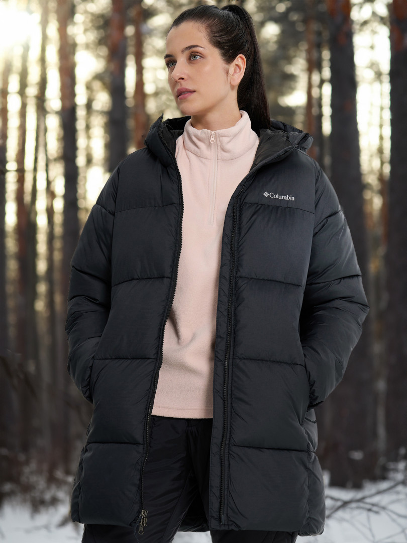 фото Куртка утепленная женская columbia puffect ii mid hooded jacket, черный