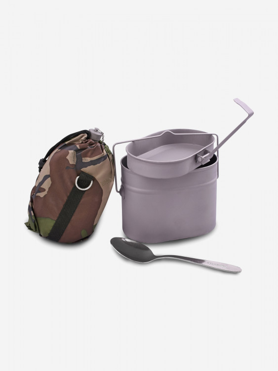 Набор посуды котелок 1,7л, крышка 0,5л, фляга 0,7л, ложка,чехол титан Роза ветров