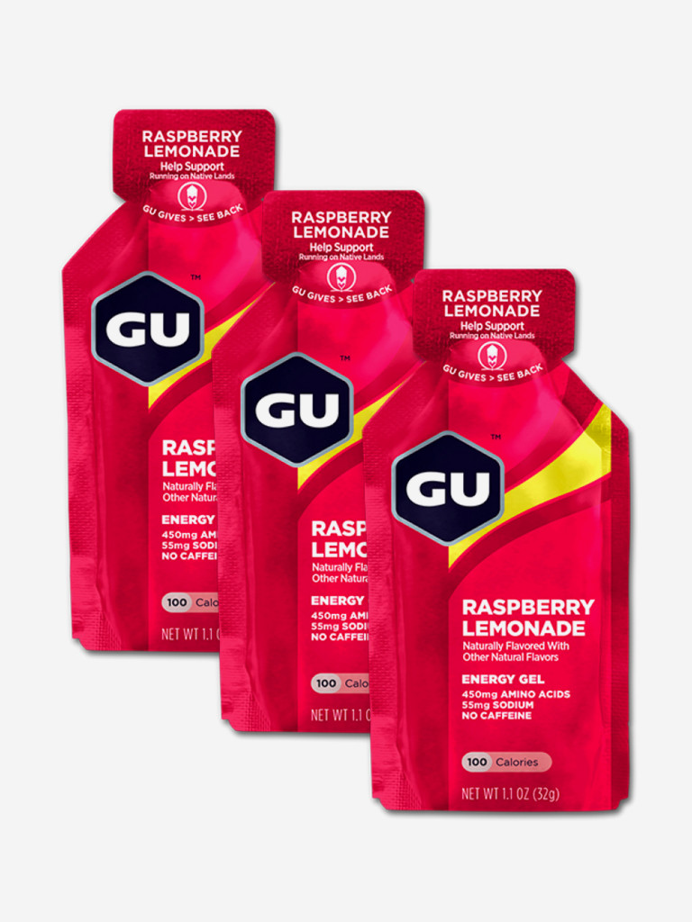 Энергетический гель GU (без кофеина) Малиновый лимонад 3 x 32 г / углеводный / для бега