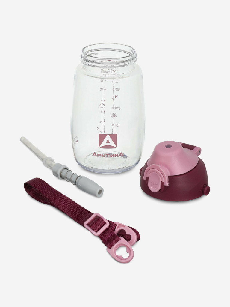 Бутылочка детская питьевая Арктика, тритановая (для напитков), 480 мл, с трубочкой, вишня