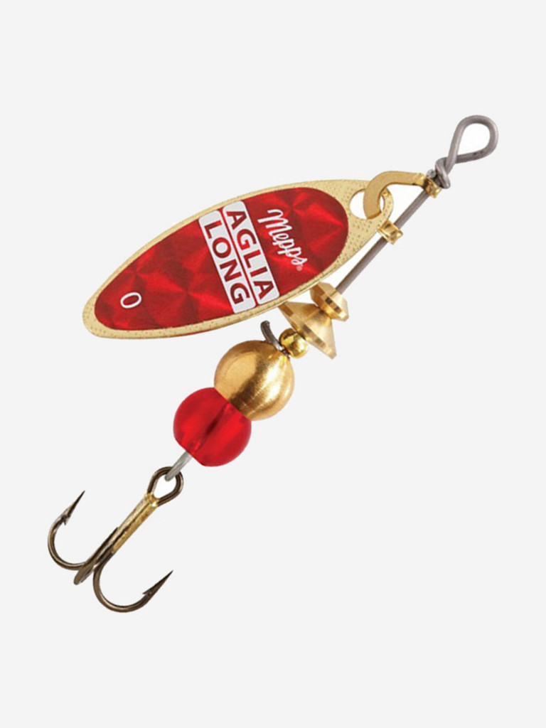 Блесна для рыбалки вертушка Mepps AGLIA LONG REDBO, 0, Gold, 1 штука