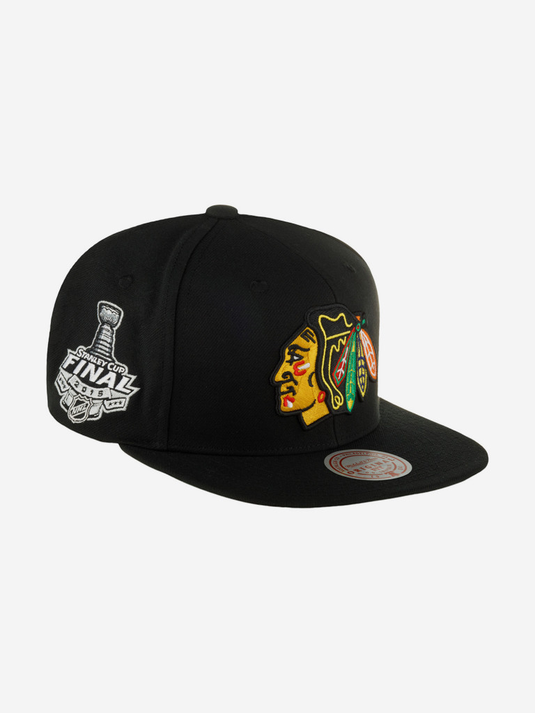 Бейсболка с прямым козырьком MITCHELL NESS HHSS6743-CBHYYPPPBLCK Chicago Blackhawks NHL (черный)