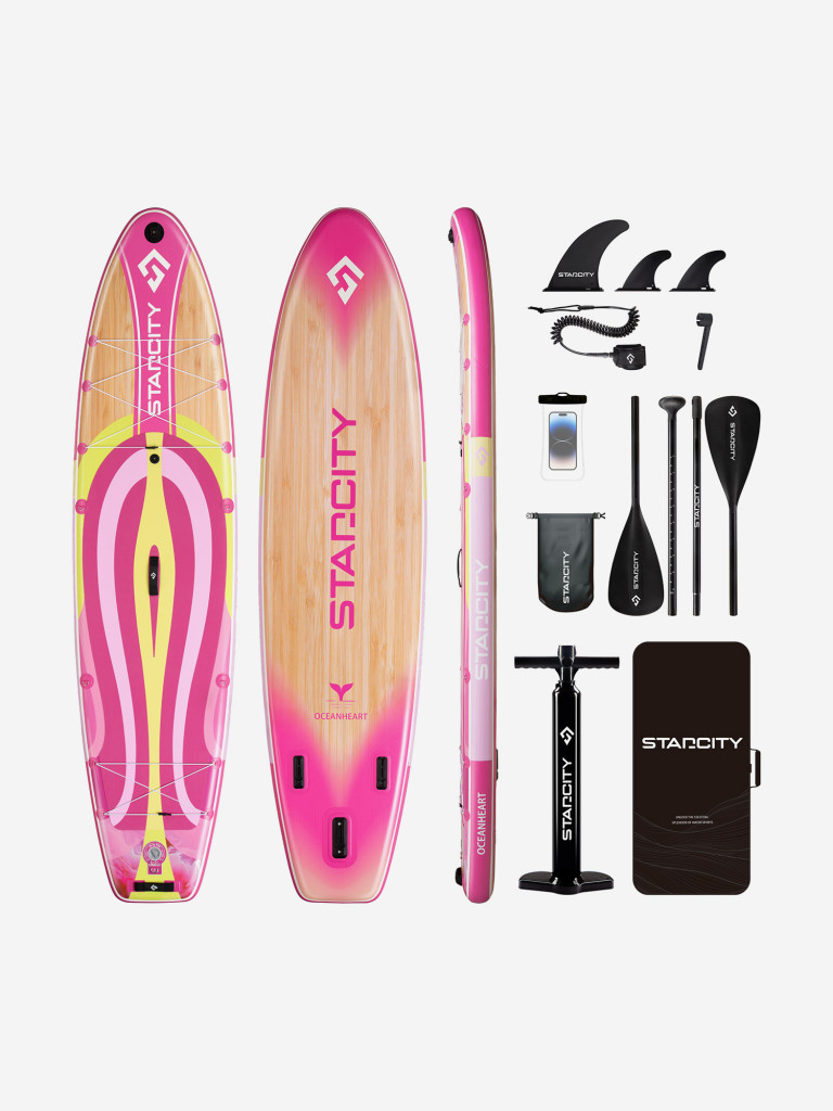 Двухслойная надувная SUP-доска STARCITY OceanHeart PINK, 11'6" 351*86*15 см, Сапборд