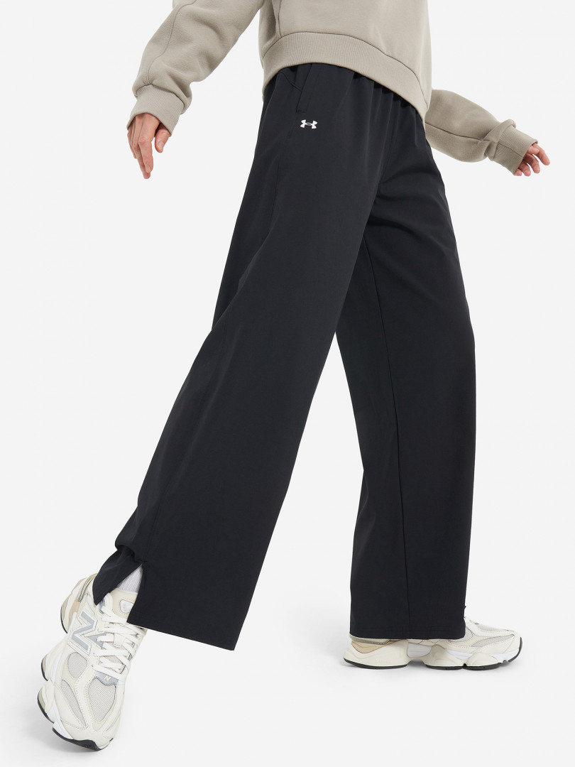 фото Брюки женские under armour rival wide leg, черный