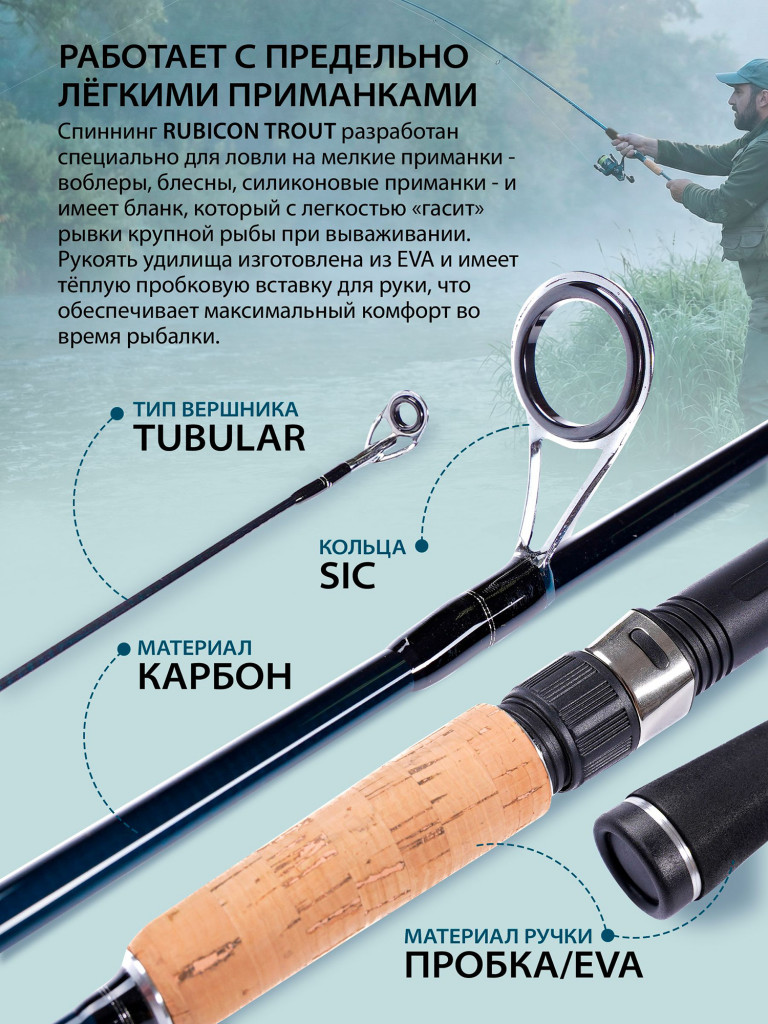 Спиннинг на форель RUBICON Trout 1-5 г 1,80 м / Спиннинг ультралайт для форели