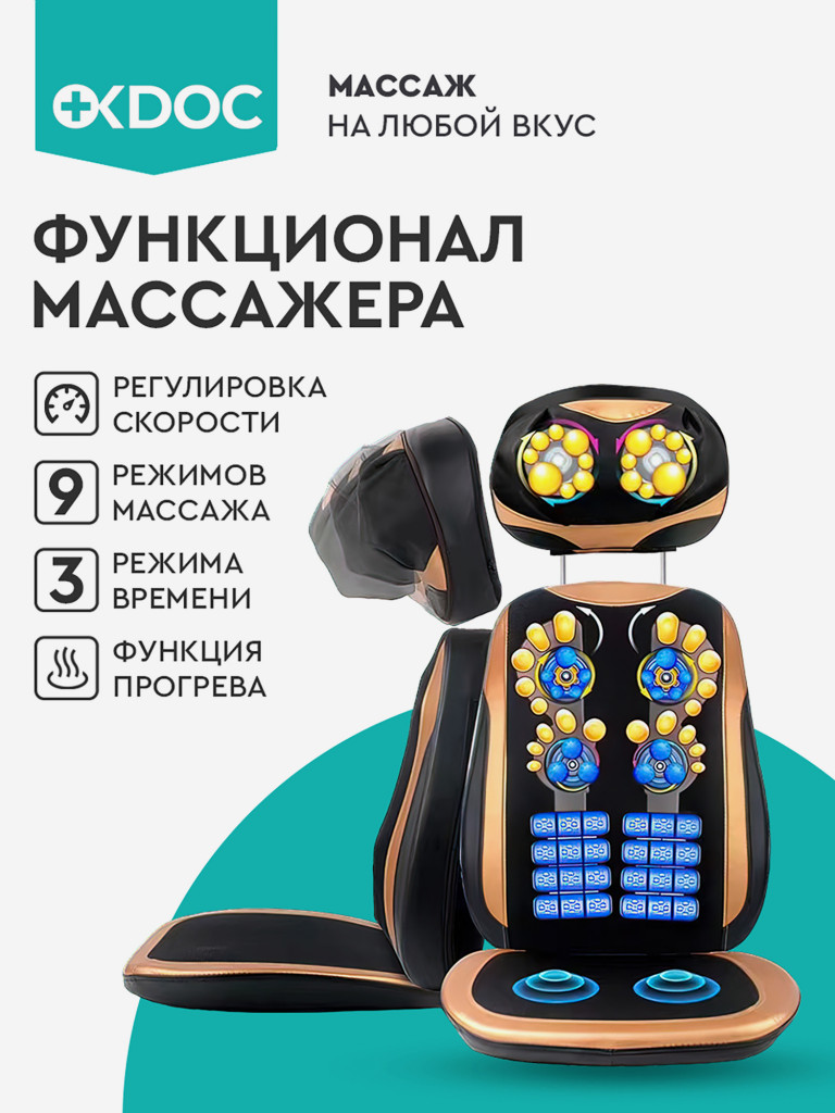 Массажная накидка OKDOC Золотой/черный цвет — купить за 8299 руб. со  скидкой 25 %, отзывы в интернет-магазине Спортмастер