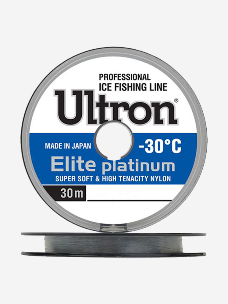 Монофильная леска для рыбалки ULTRON Elite Platinum 0,12 мм, 1,7 кг, 30 м, серебряная, 1 штука
