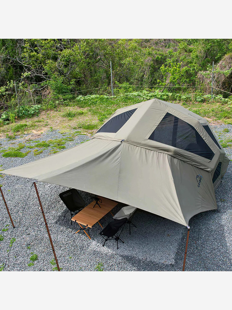 Надувная палатка Coody BESTONA Army Green, 380×380×275 см, 2–4 человека, 2 входа, навес