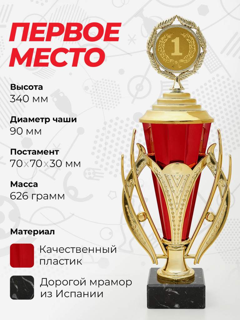 Кубок для награждения за 1 место красного цвета