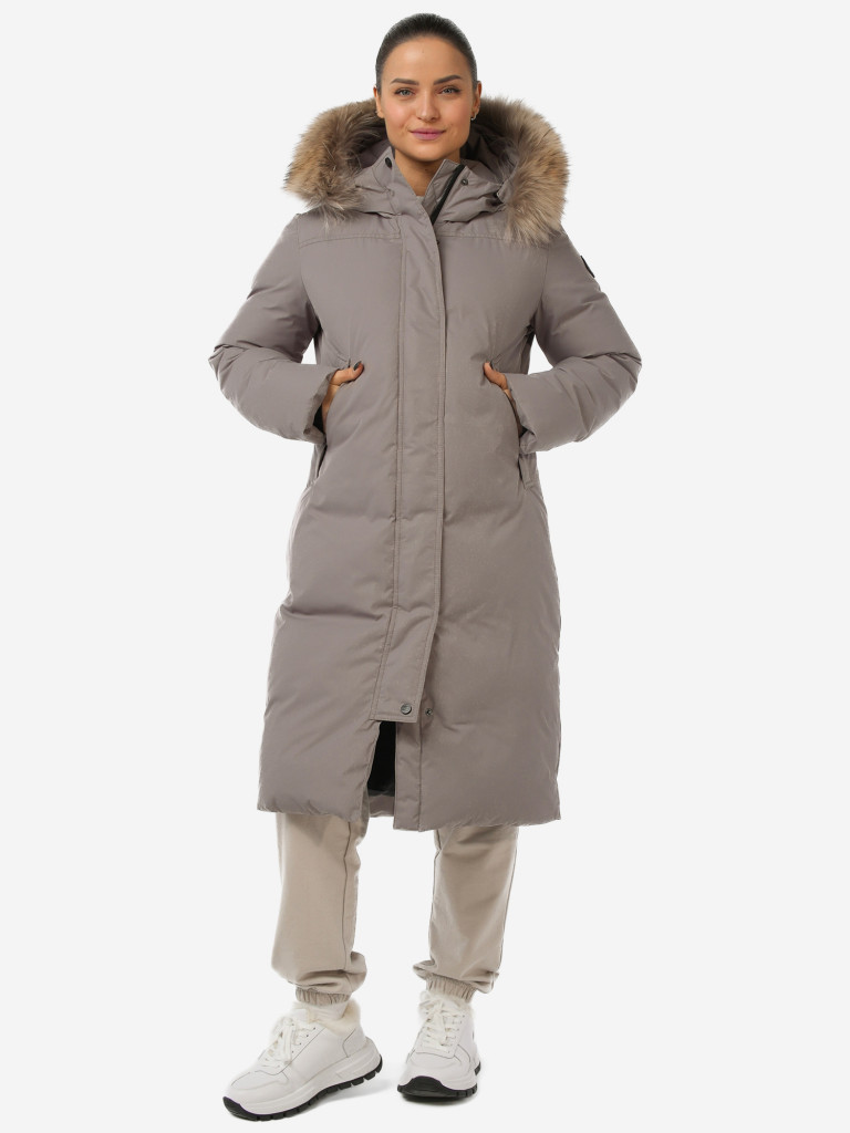 Пуховик женский удлиненный с мехом
