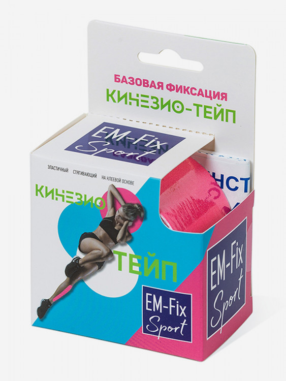 Кинезиотейп "EМ-Fix Sport" базовой фиксации, 5 см х 5 м, розовый