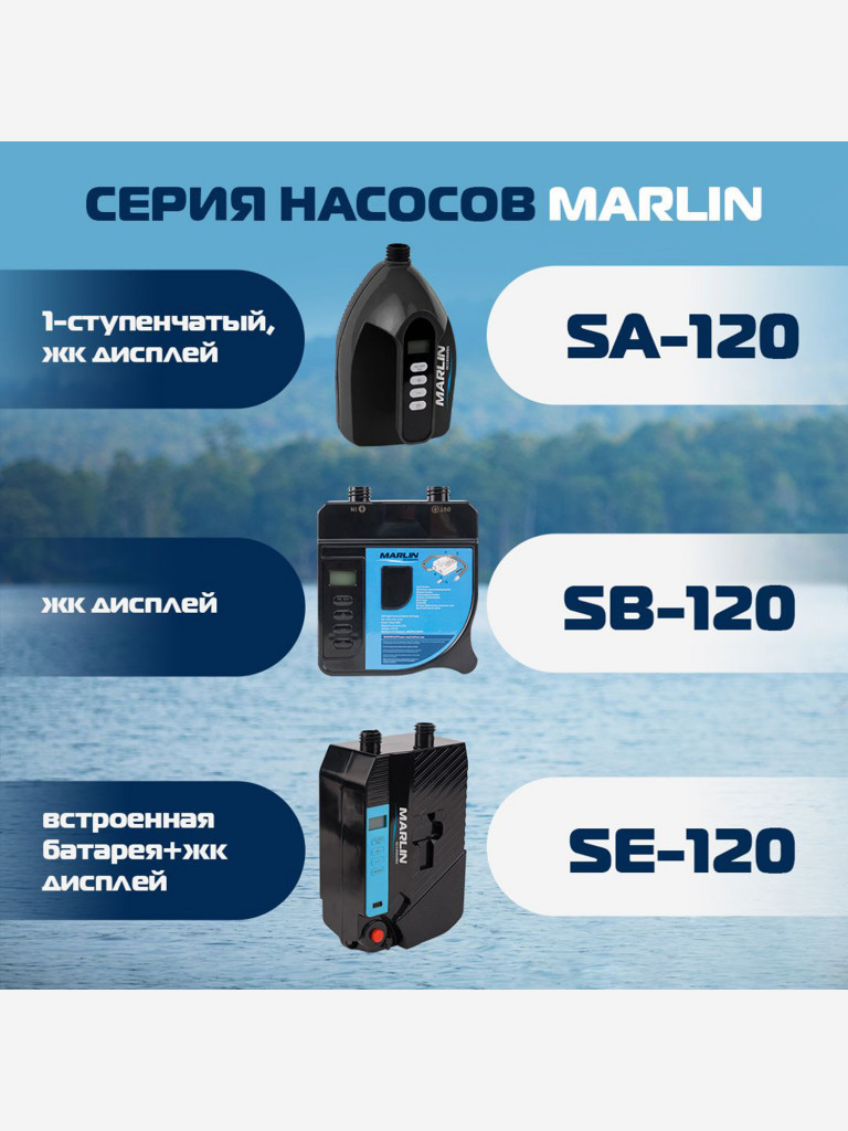 Электрический насос Marlin SA-120, насос для сапбордов, лодок пвх, матрасов, бассейнов
