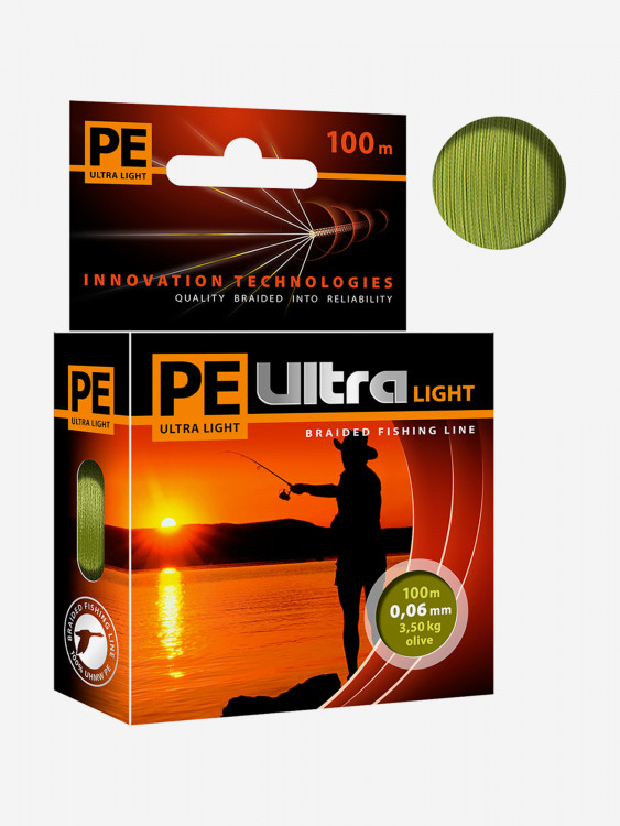 Плетеный шнур для рыбалки AQUA PE ULTRA LIGHT Olive 0,06mm 100m
