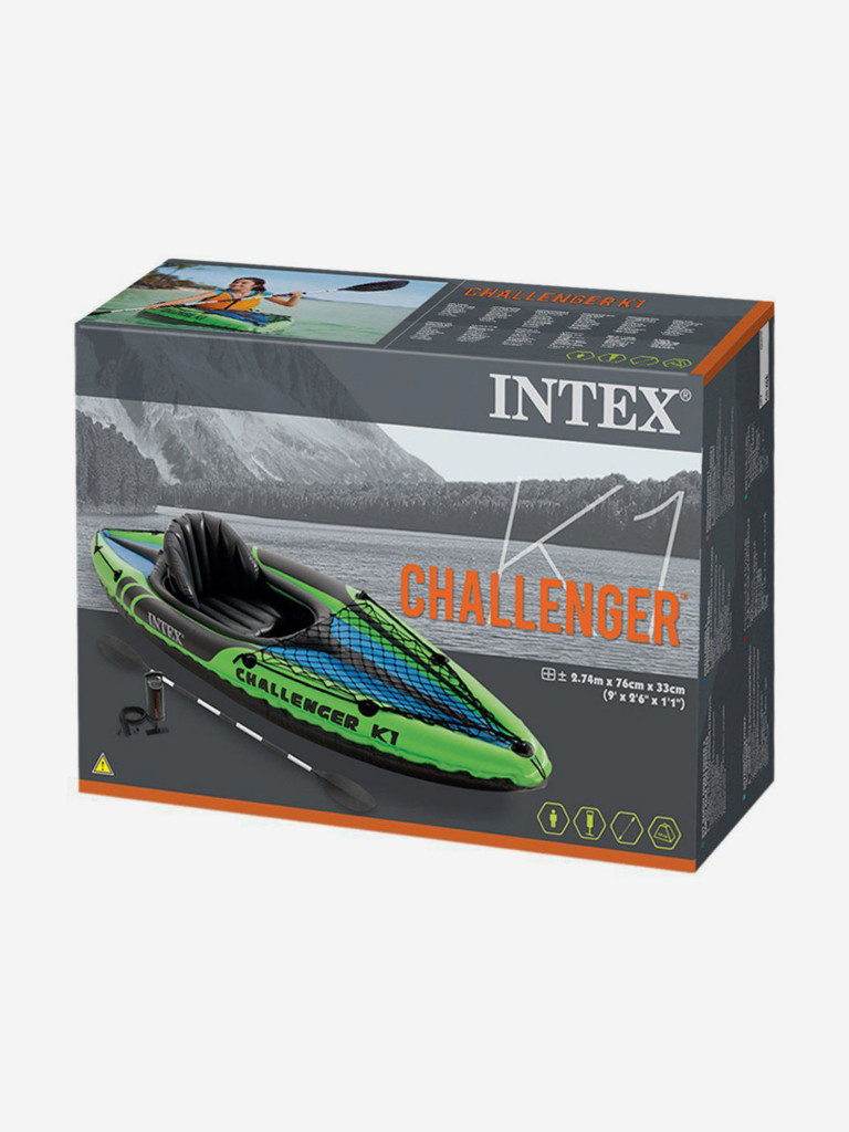 Надувная байдарка Intex 68305 Challenger K1 + весла + насос