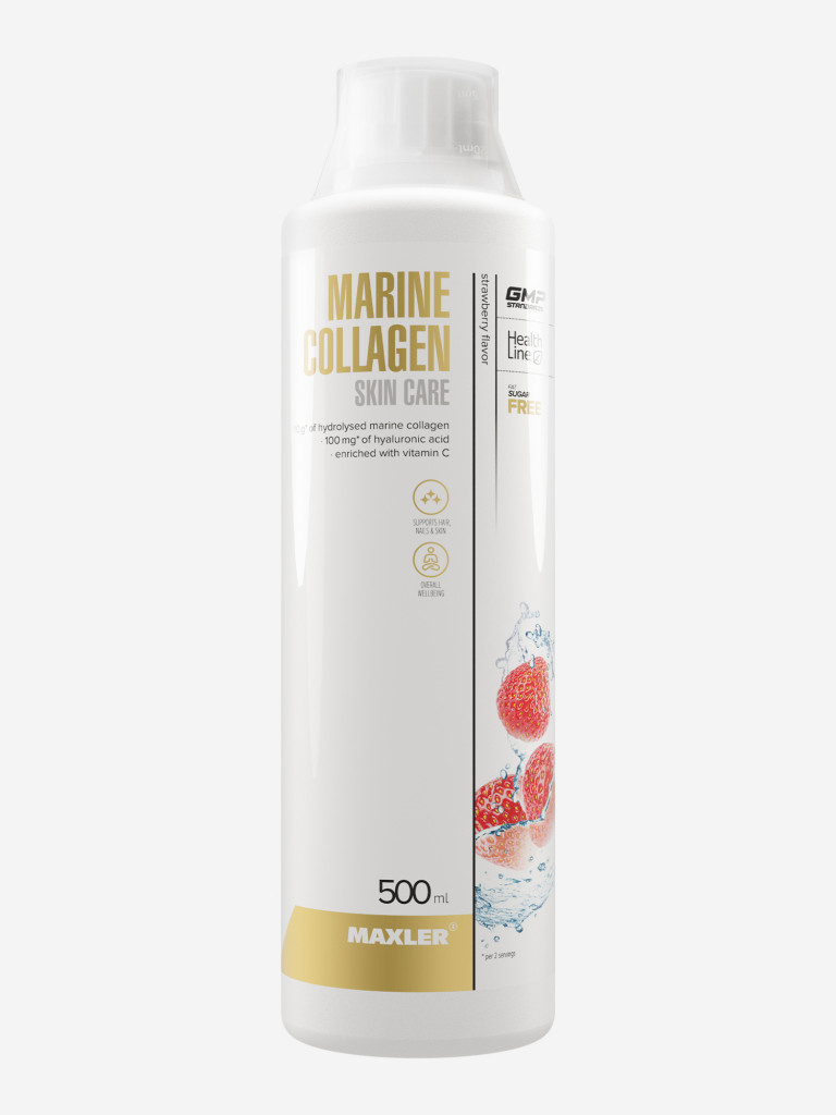 Морской коллаген, гиалуроновая кислота с витамином С Maxler Marine Collagen SkinCare, 500 мл - Клубника