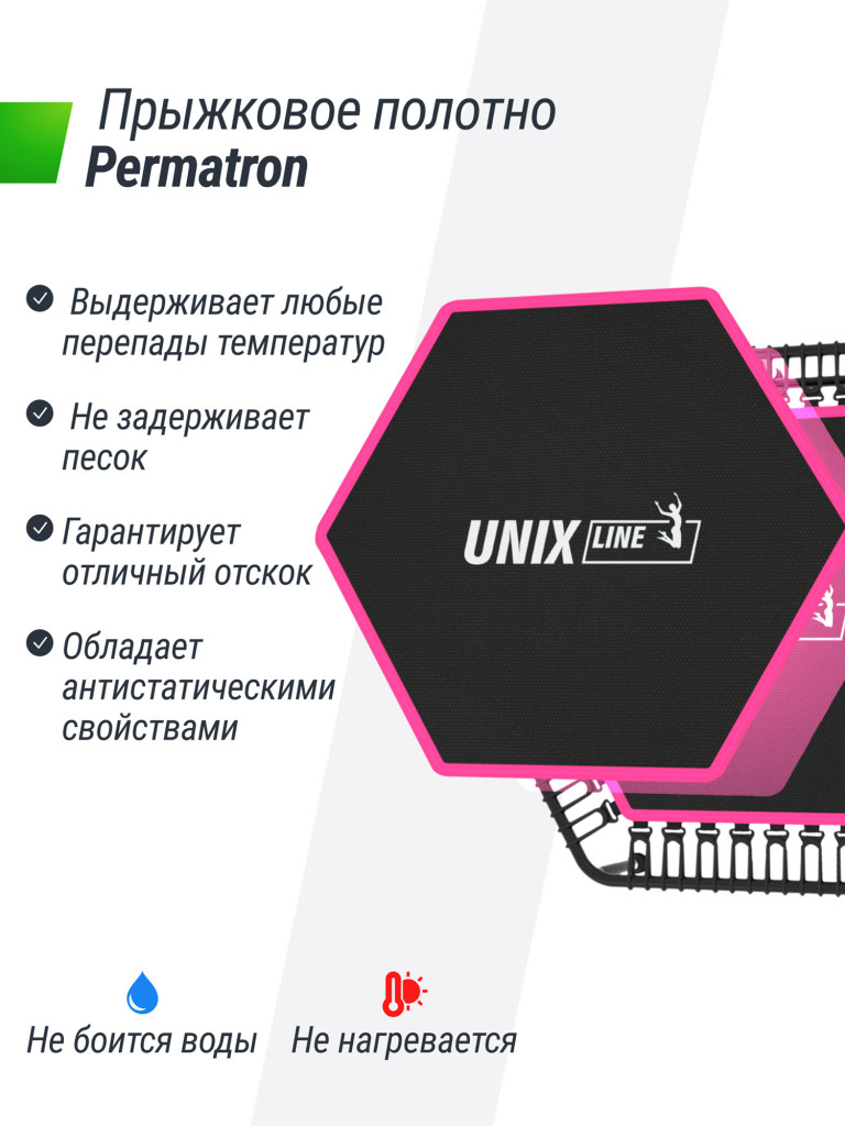 Батут спортивный для фитнеса и джампинга UNIX Line Fitness Lite 125 см, розовый