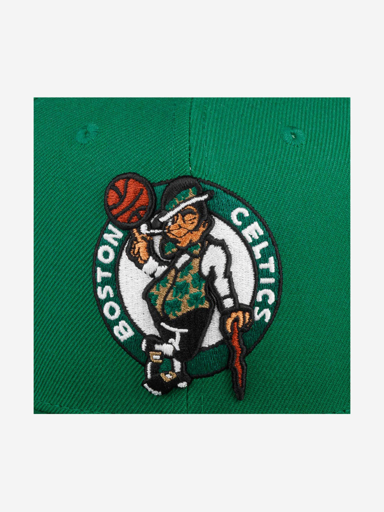 Бейсболка с прямым козырьком MITCHELL NESS HHSS3256-BCEYYPPPGREN Boston Celtics NBA (зеленый)