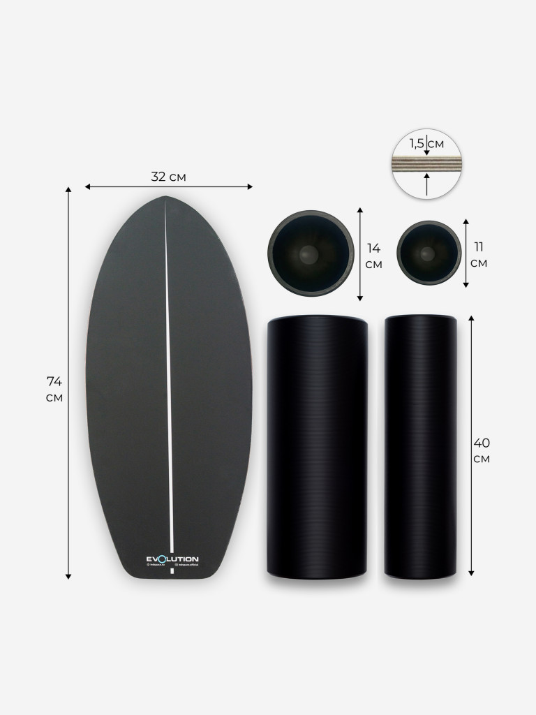 Баланс борд EvolutionONE BLACK SERF + 2 ролика