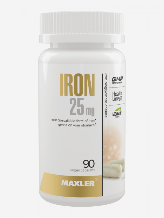 Железо 25 мг бисглицинат хелат легкодоступное Maxler, 90 капсул