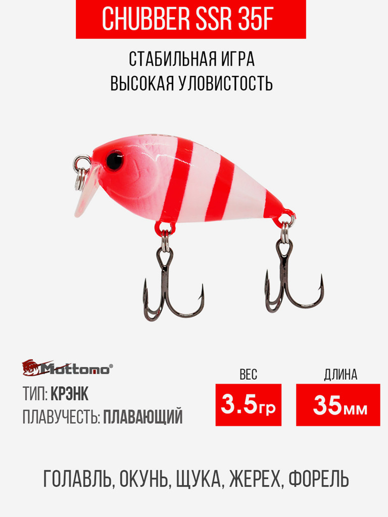 Воблер Mottomo Chubber SSR 35F 3,5g White Red