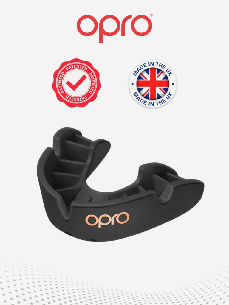 Боксерская капа взрослая, спортивная, защитная для зубов OPRO Self-Fit Bronze - Black