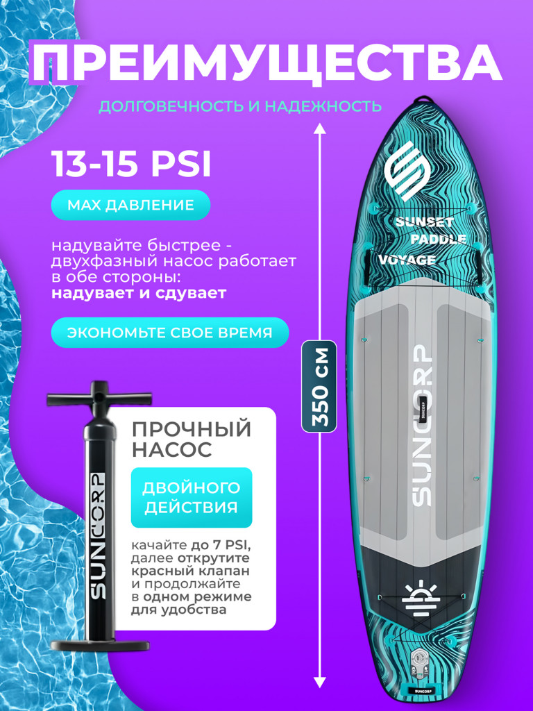 Туринговый двухслойный сапборд SUN 11'6" BLUE
