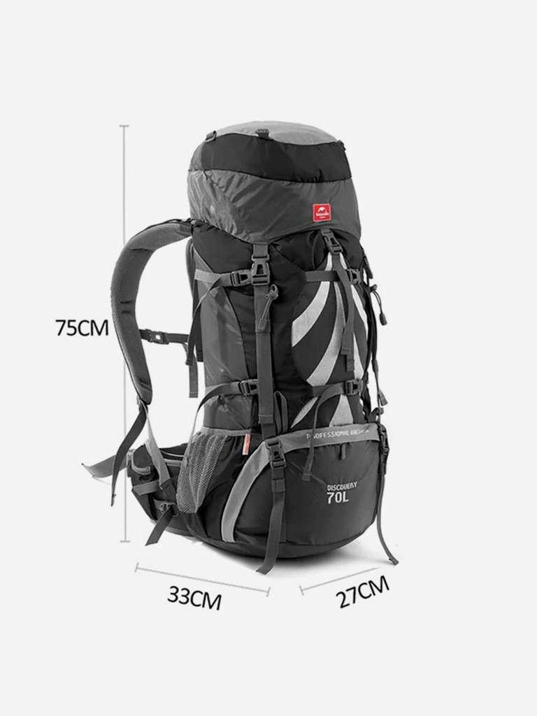 Туристический рюкзак Naturehike Discovery 70 L черный новая версия