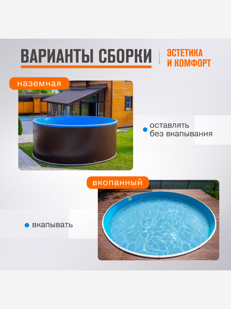 Бассейн круглый LARIMAR 350х125 см (шоколад RAL 8017, чаша 0,4 мм)