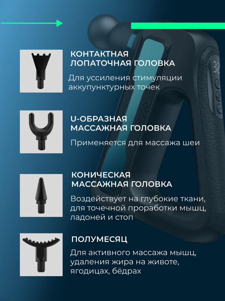 Перкуссионный спортивный массажер для тела Qualigo 32 скорости