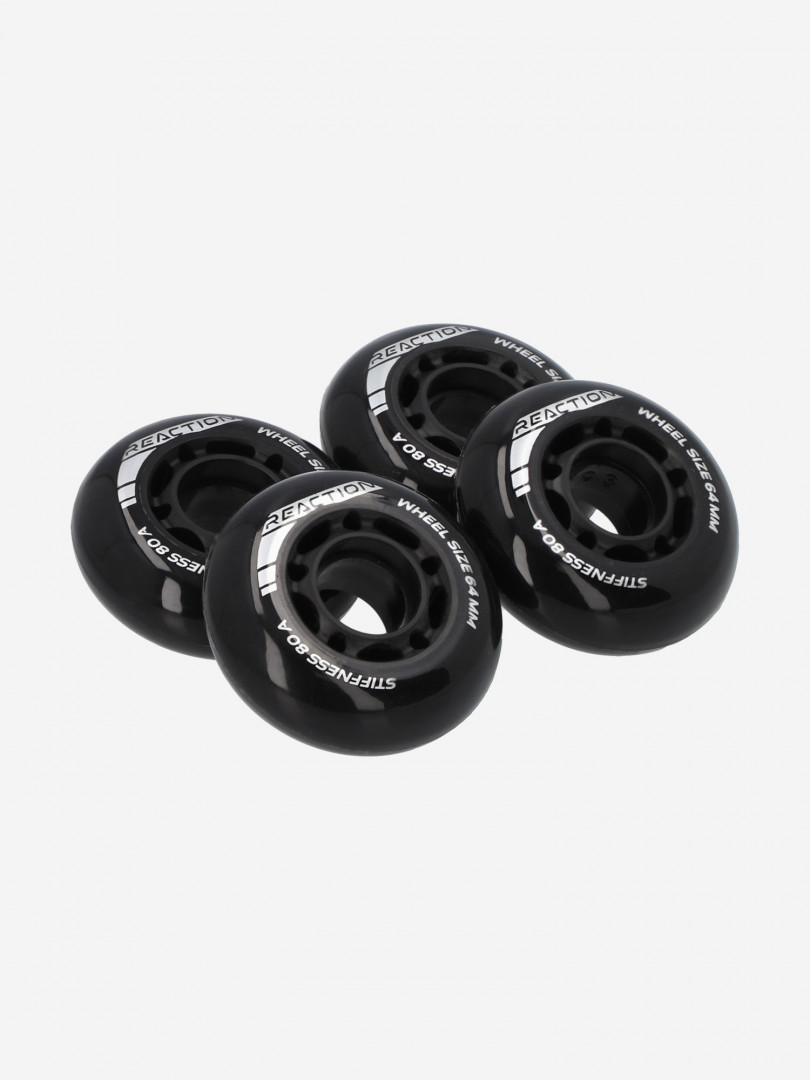 Набор колес для роликов детский Reaction 64 мм, 80А, 4 шт, Черный