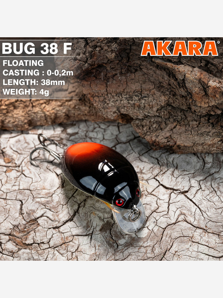 Воблер Akara Bug 38F кренк плавающий жук на голавля, язя, форель 4гр 7