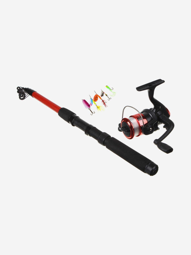 AZOR FISHING Набор спиннингиста, спиннинг 2,1м, катушка с леской, 5 приманок