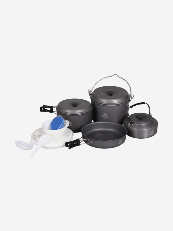 Набор посуды Сплав 2 кастрюли, 1 сковородка, 1 чайник (6-7 персон) Серый цвет — купить за 11080 руб., отзывы в интернет-магазине Спортмастер