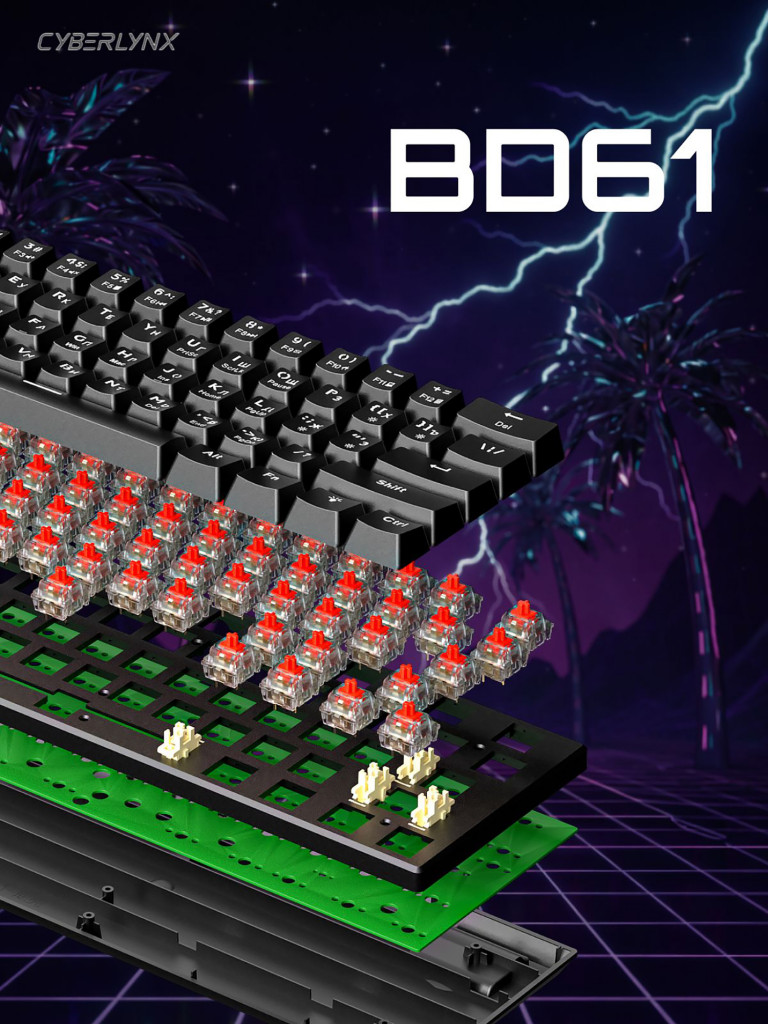 Игровая клавиатура CyberLynx BD61 Красный свитч Черный