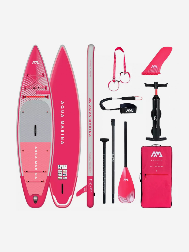 Сапборд надувной Aqua Marina Coral Touring (Raspberry) 11.6x31 2025, 350x79x15 см