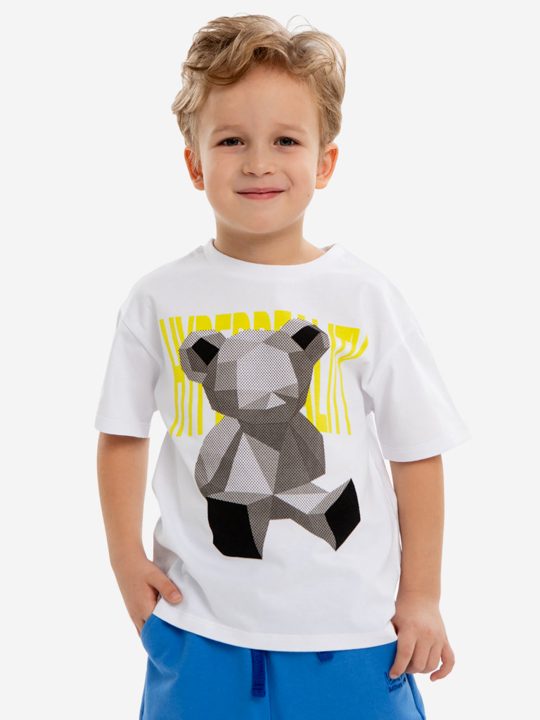 Футболка оверсайз с принтом белая для мальчика Button Blue