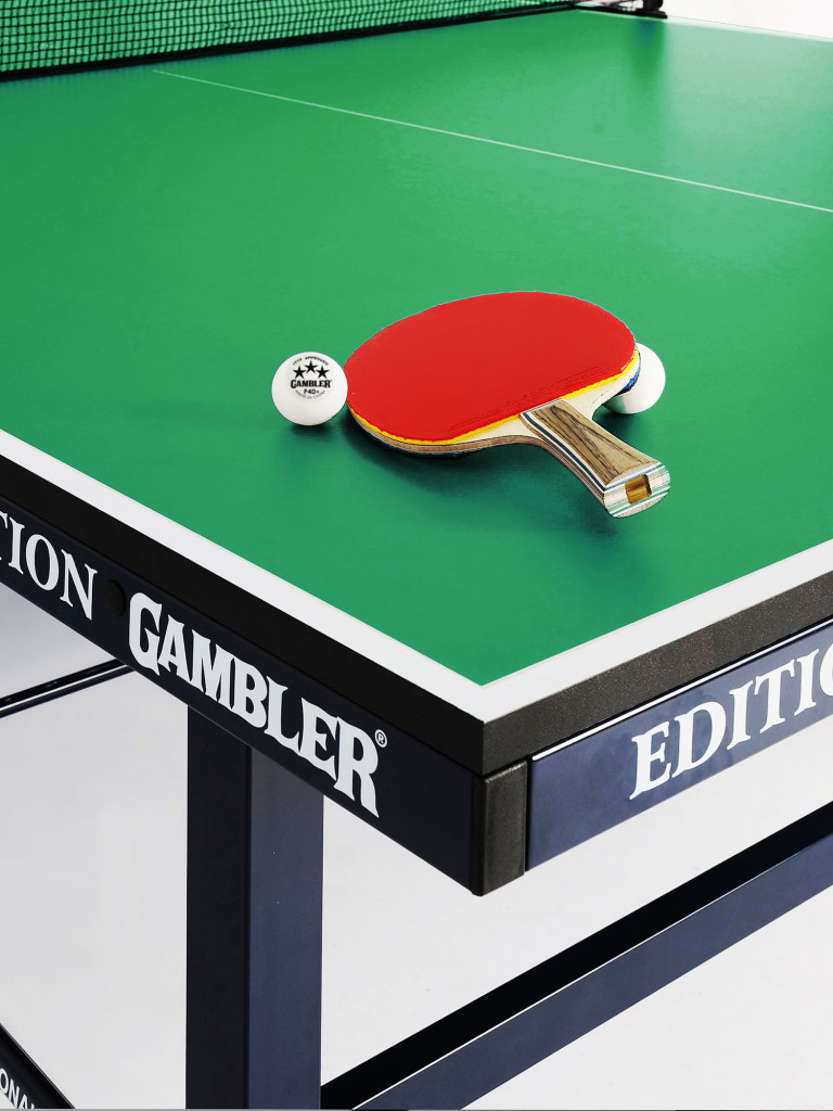Стол теннисный GAMBLER Edition Indoor Зеленый, профессиональный, для помещений, для школы, складной, с встроенной сеткой и колесами