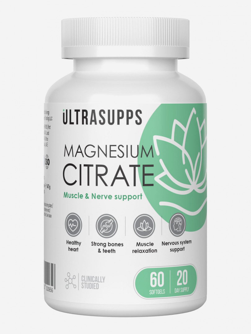 фото Цитрат магния ultrasupps, 60 шт, белый