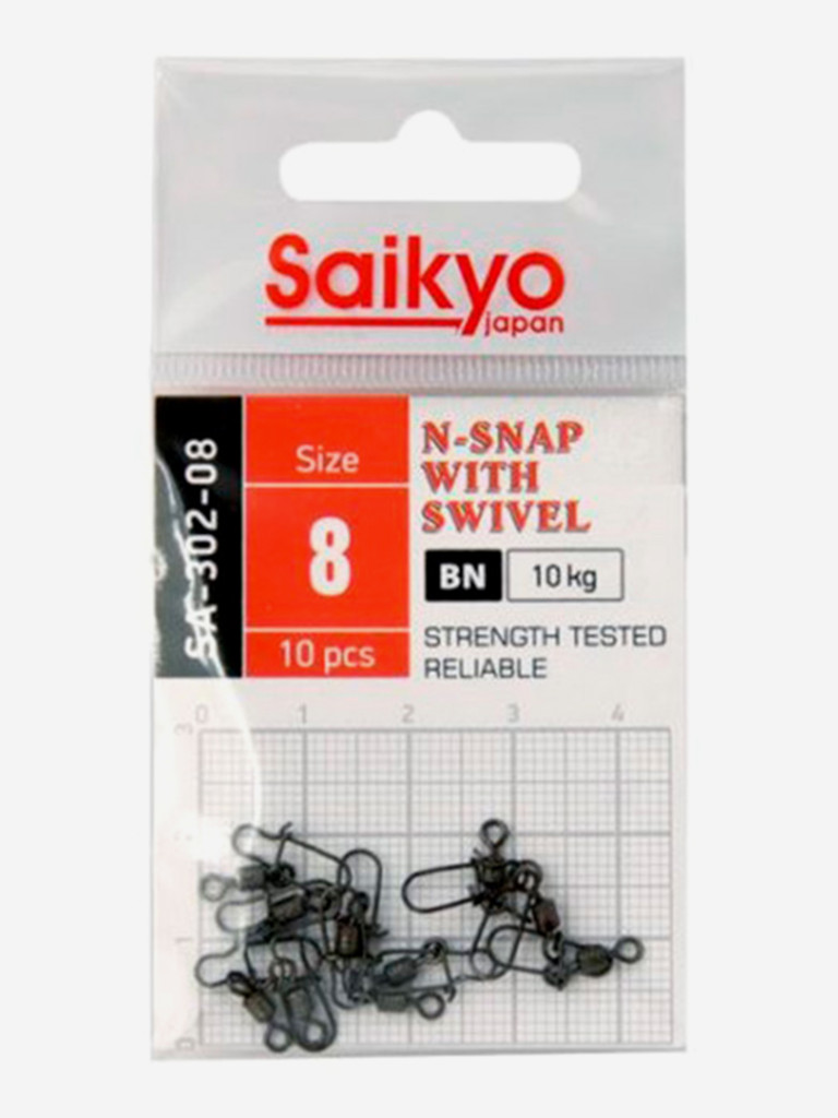 Вертлюг с застежкой Saikyo SA-302-08 (2 упаковки по 10 штук)