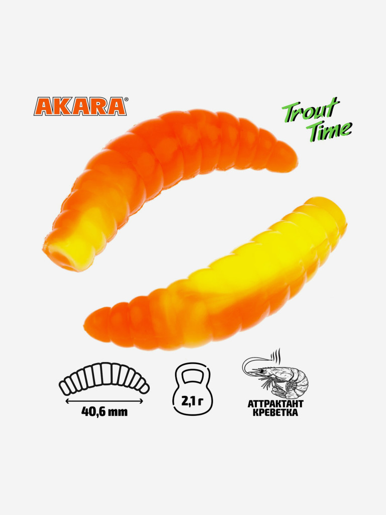 Силиконовая приманка Akara Trout Time MAGGOT 1,6 99T, Shrimp (20 шт.)