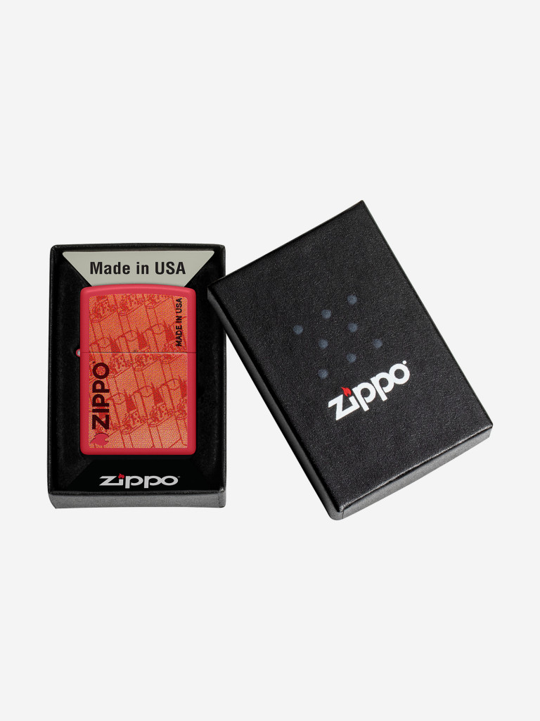 Зажигалка бензиновая ветроустойчивая Zippo Made in USA Design Red Matte