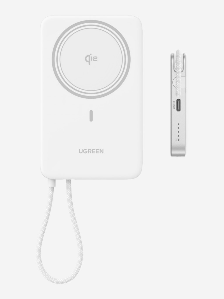 Внешний аккумулятор UGREEN PB570 (75983B) MagFlow Air Ultra-Slim 30W Magnetic 10000mAh Wireless Power Bank USB-C Cable